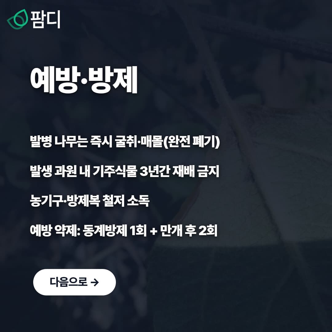 병해충관리 · 사과나무가 말라간다면? 바로 과수화상병! 첨부 이미지 3/5
